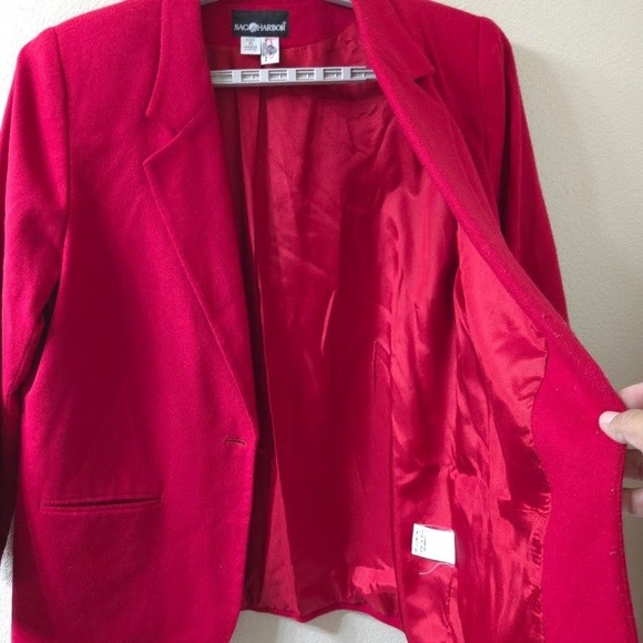 Sag Harbor Women Blazer Size 18 Red Wool Blend Single Button Office Casual - Picture 4 of 9